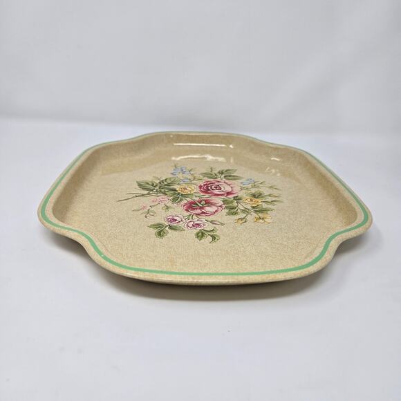 Avon The Vanity Collection 1982 Metal Floral Tray New in Box Beige Pink Roses - Picture 9 of 10